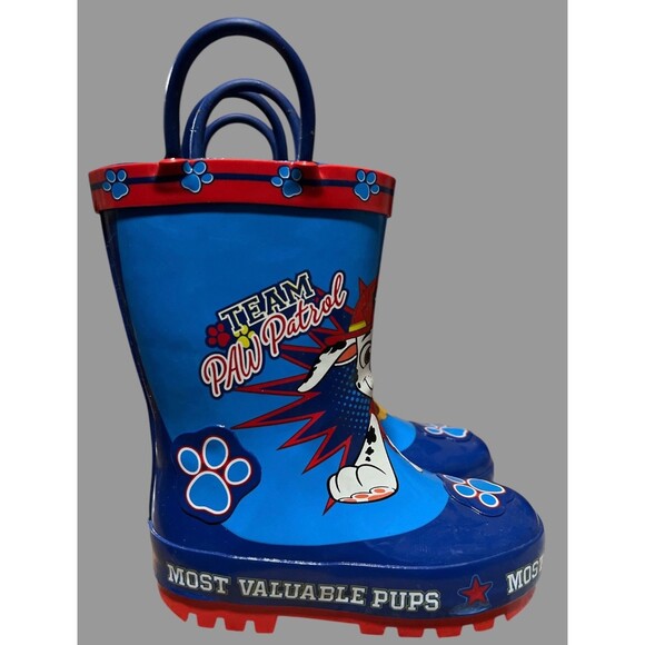 Paw Patrol Toddler Boys Rain Boots Size 5/6 Blue Red Rubber Pull-On NEW - Picture 4 of 8